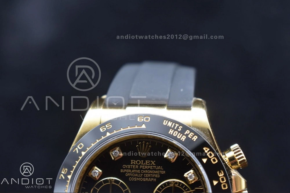 Daytona 116518 Clean 1:1 Best Edition Black Diamonds Dial on Oysterflex Rubber Strap SA4130 V2