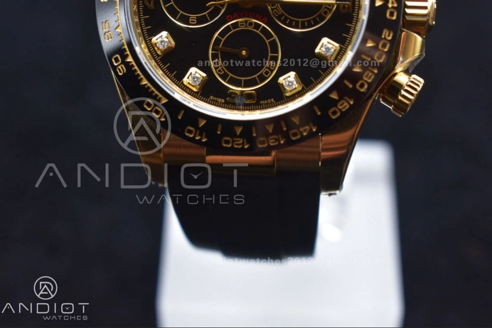 Daytona 116518 Clean 1:1 Best Edition Black Diamonds Dial on Oysterflex Rubber Strap SA4130 V2