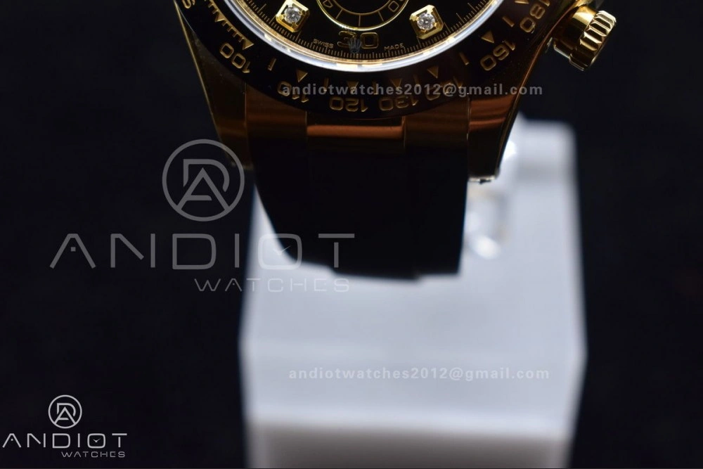 Daytona 116518 Clean 1:1 Best Edition Black Diamonds Dial on Oysterflex Rubber Strap SA4130 V2