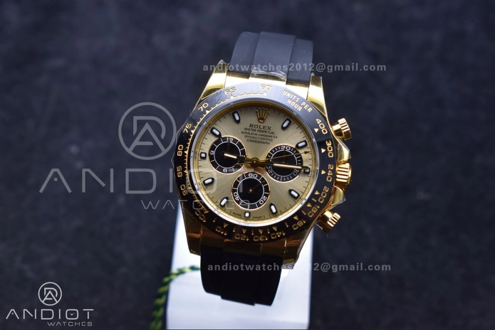 Daytona 116518 LN ZF 1:1 Best Edition YG Black Dial on Oyster-flex Strap SH4130 (Gain Weight)