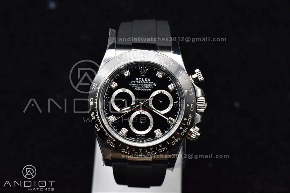 Daytona 116519 BTF 1:1 Best Edition Black Diamonds Dial on Oysterflex Rubber Strap SA4130