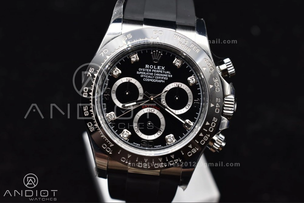 Daytona 116519 BTF 1:1 Best Edition Black Diamonds Dial on Oysterflex Rubber Strap SA4130