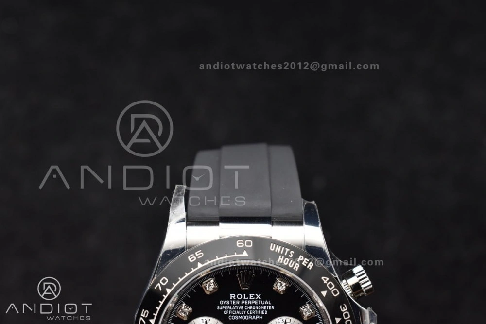 Daytona 116519 BTF 1:1 Best Edition Black Diamonds Dial on Oysterflex Rubber Strap SA4130