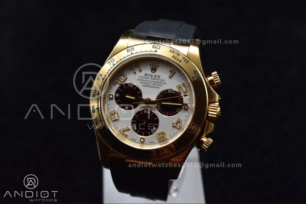 Daytona 116519 Clean 1:1 Best Edition 904L SS Case Gold Black Dial On Rubber Strap SA4130 V2