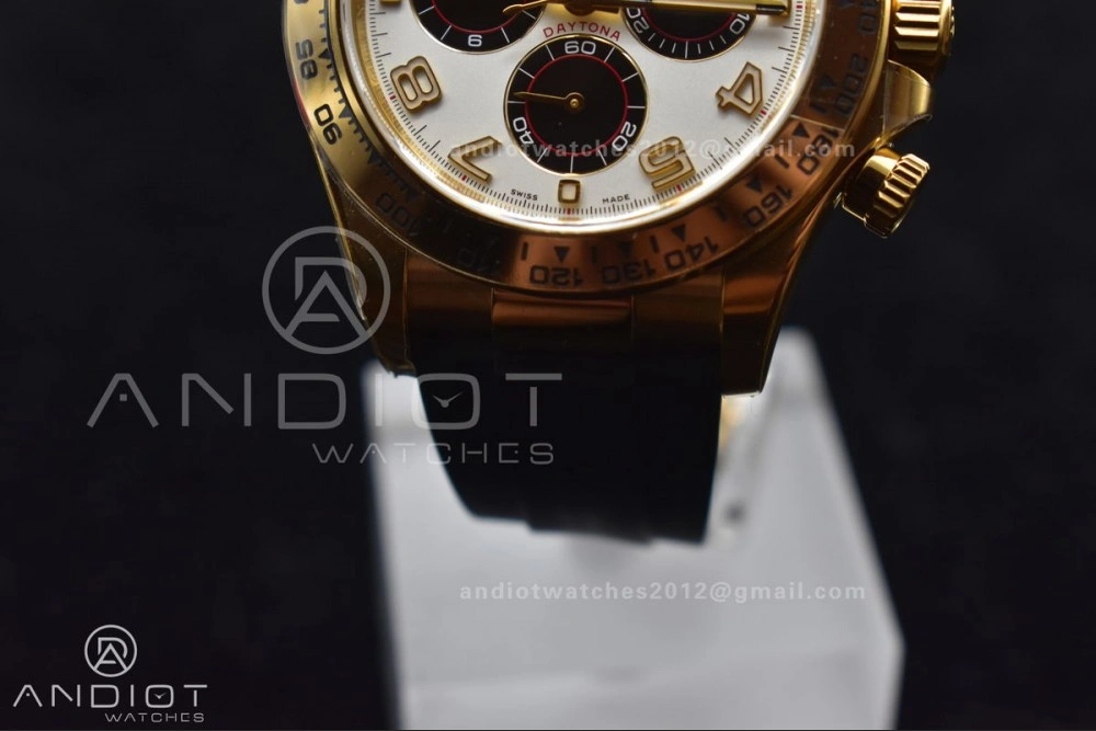 Daytona 116519 Clean 1:1 Best Edition 904L SS Case Gold Black Dial On Rubber Strap SA4130 V2