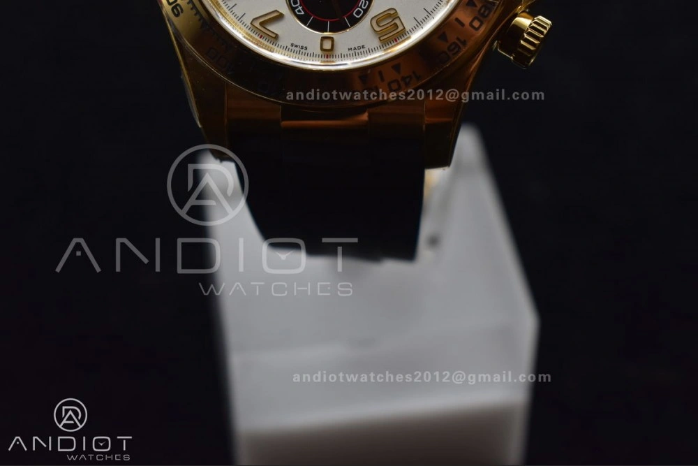 Daytona 116519 Clean 1:1 Best Edition 904L SS Case Gold Black Dial On Rubber Strap SA4130 V2