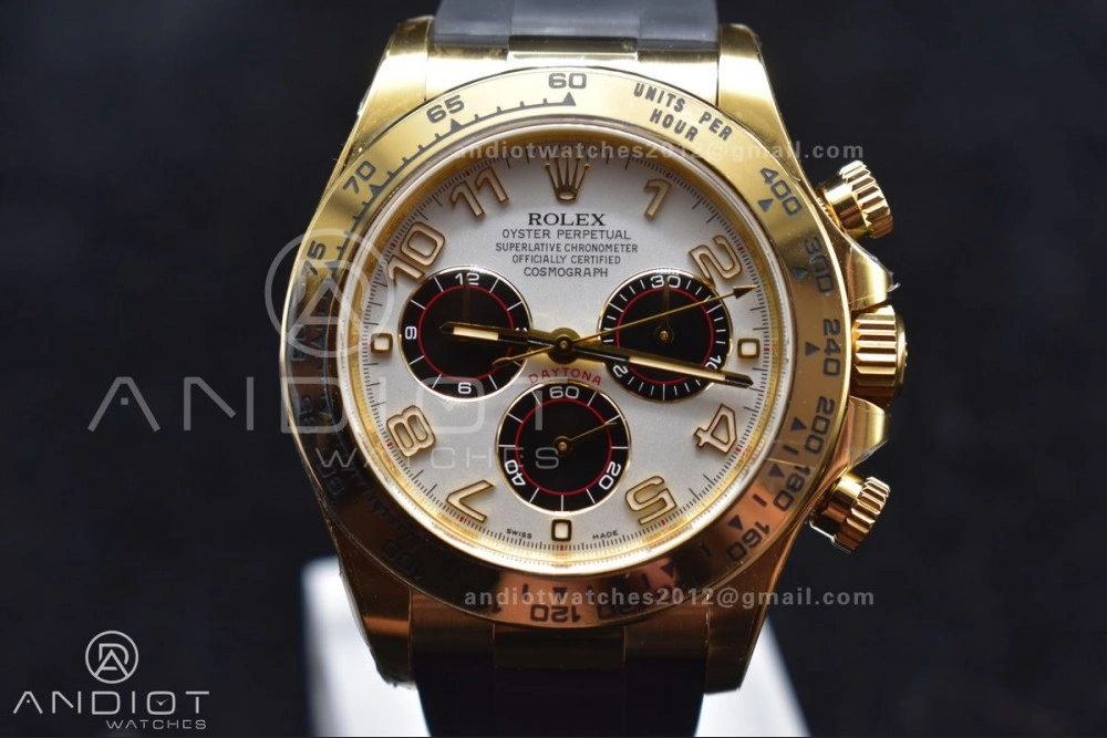 Daytona 116519 Clean 1:1 Best Edition 904L SS Case Gold Black Dial On Rubber Strap SA4130 V2