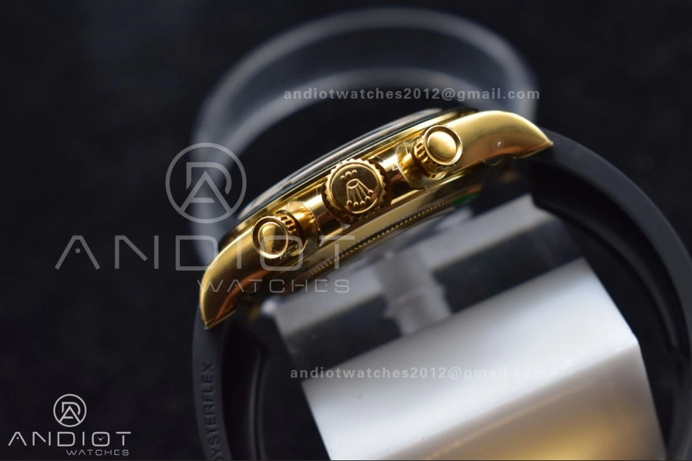 Daytona 116519 Clean 1:1 Best Edition 904L SS Case Gold Black Dial On Rubber Strap SA4130 V2