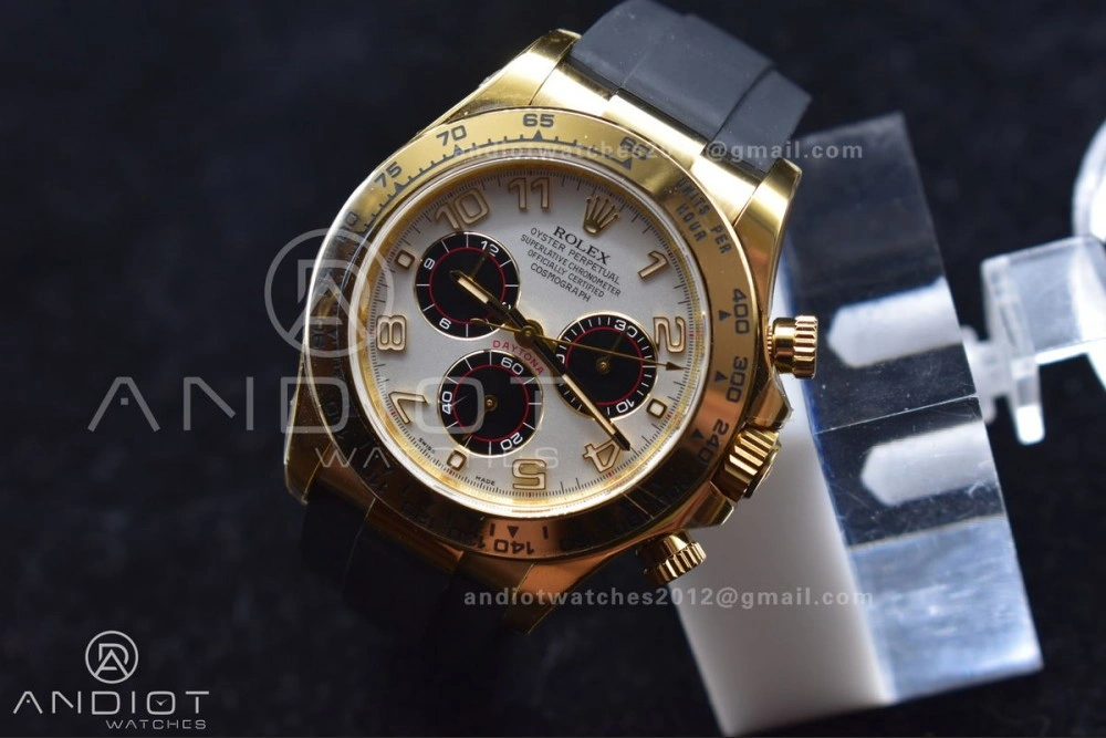 Daytona 116519 Clean 1:1 Best Edition 904L SS Case Gold Black Dial On Rubber Strap SA4130 V2