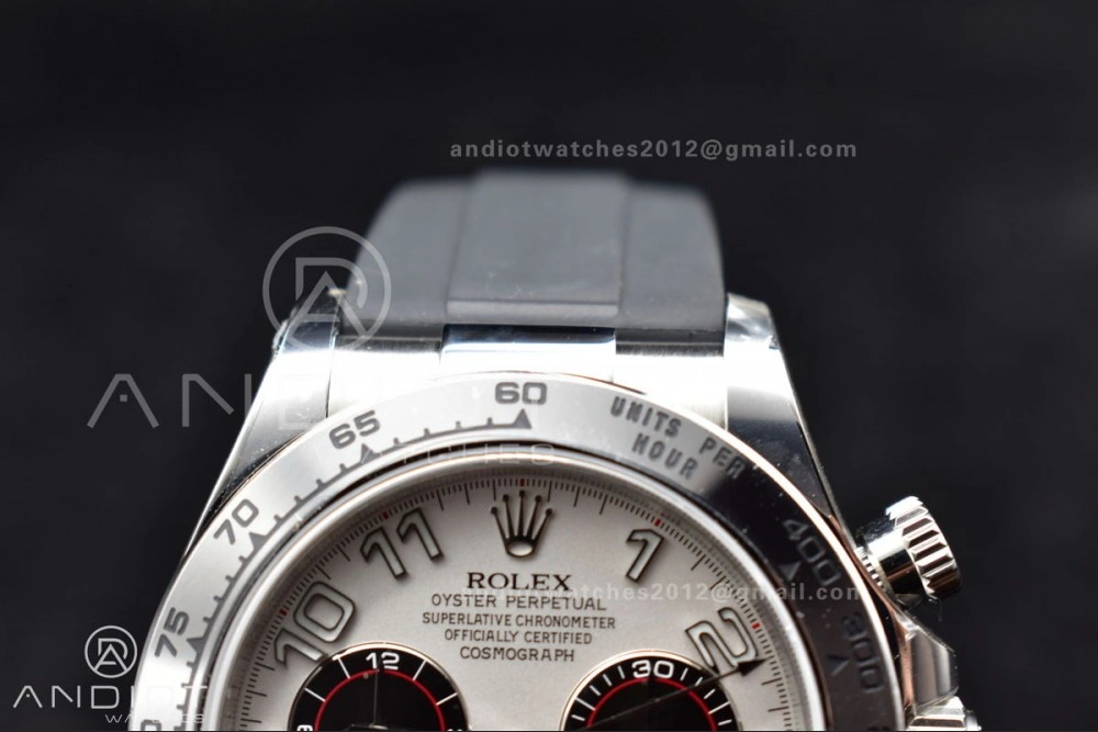 Daytona 116519 Clean 1:1 Best Edition 904L SS Case Silver Black Dial on Rubber Strap SA4130 V2