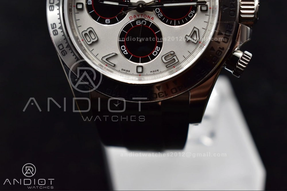 Daytona 116519 Clean 1:1 Best Edition 904L SS Case Silver Black Dial on Rubber Strap SA4130 V2