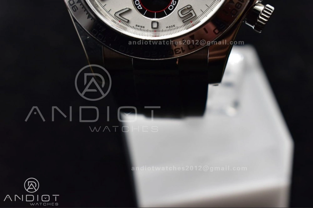 Daytona 116519 Clean 1:1 Best Edition 904L SS Case Silver Black Dial on Rubber Strap SA4130 V2