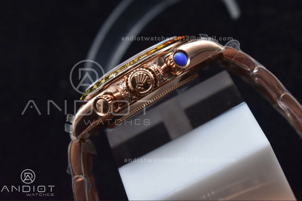 Daytona 116595RBOW RG Rainbow Crystal TWF Best Edition Black Dial on YG Bracelet A7750