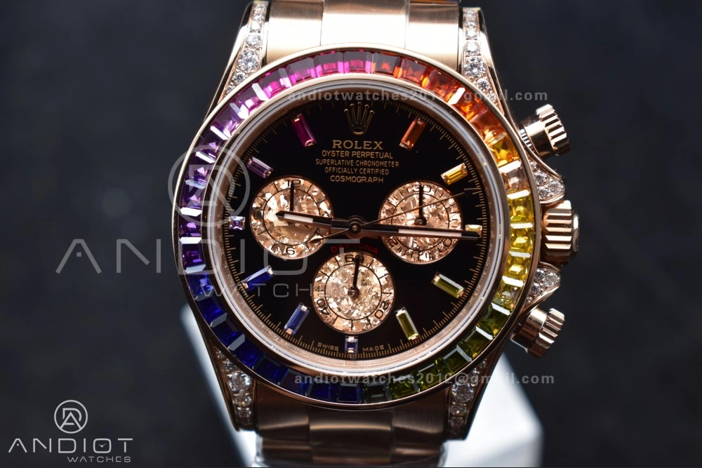 Daytona 116595RBOW Rainbow ZF 1:1 Best Edition Black Diamonds Dial on RG Bracelet SH4130