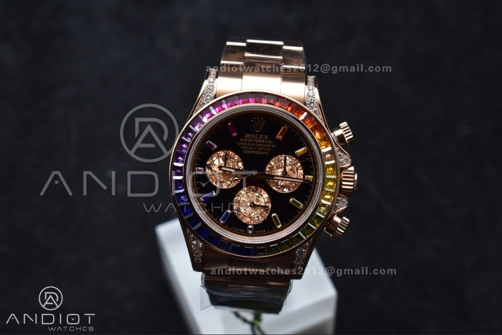 Daytona 116595RBOW Rainbow ZF 1:1 Best Edition Black Diamonds Dial on RG Bracelet SH4130