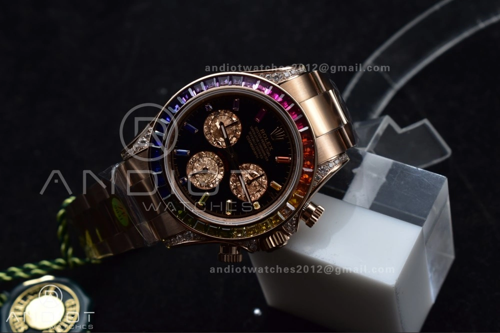 Daytona 116595RBOW Rainbow ZF 1:1 Best Edition Black Diamonds Dial on RG Bracelet SH4130