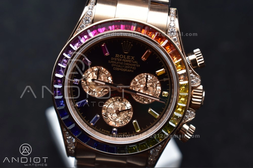 Daytona 116595RBOW Rainbow ZF 1:1 Best Edition Black Diamonds Dial on RG Bracelet SH4130