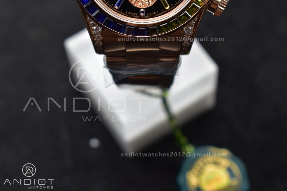 Daytona 116595RBOW Rainbow ZF 1:1 Best Edition Black Diamonds Dial on RG Bracelet SH4130