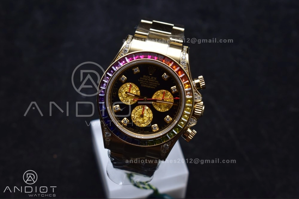 Daytona 116598RBOW Rainbow ZF 1:1 Best Edition Black Diamonds Dial on YG Bracelet SH4130