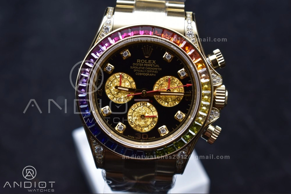 Daytona 116598RBOW Rainbow ZF 1:1 Best Edition Black Diamonds Dial on YG Bracelet SH4130