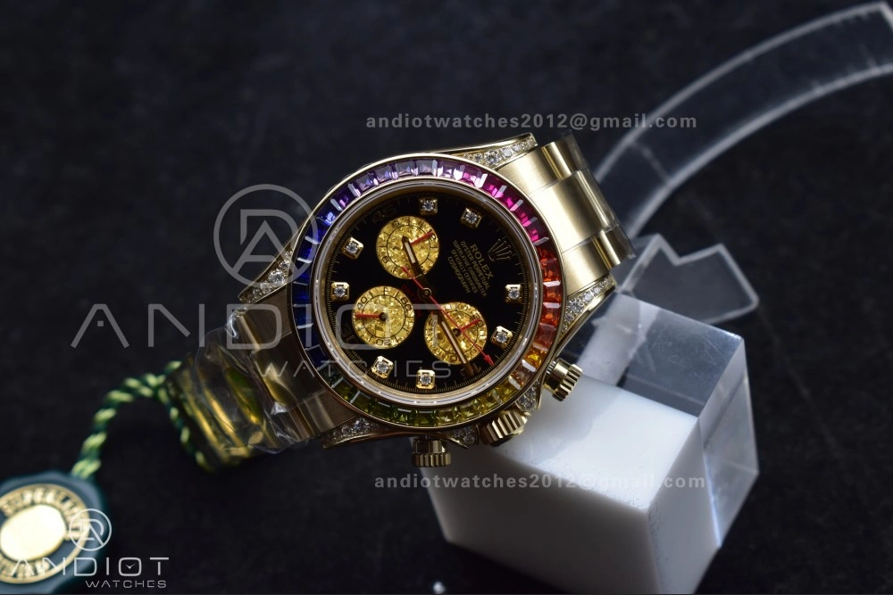 Daytona 116598RBOW Rainbow ZF 1:1 Best Edition Black Diamonds Dial on YG Bracelet SH4130