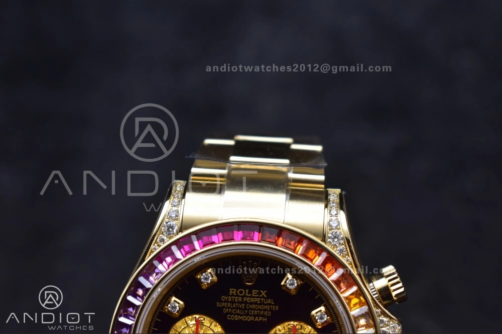 Daytona 116598RBOW Rainbow ZF 1:1 Best Edition Black Diamonds Dial on YG Bracelet SH4130