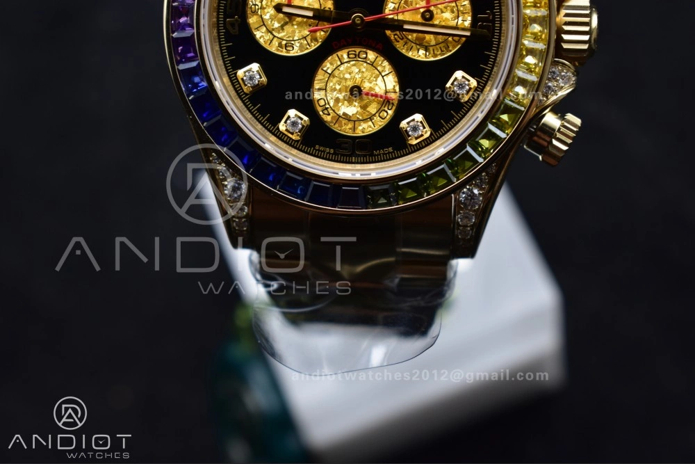 Daytona 116598RBOW Rainbow ZF 1:1 Best Edition Black Diamonds Dial on YG Bracelet SH4130