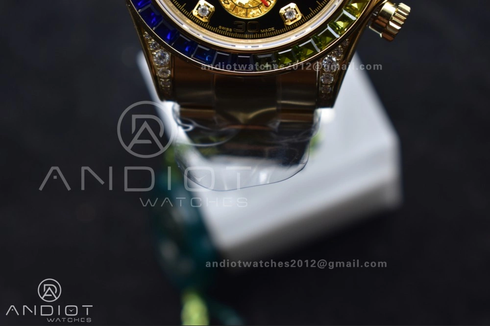 Daytona 116598RBOW Rainbow ZF 1:1 Best Edition Black Diamonds Dial on YG Bracelet SH4130