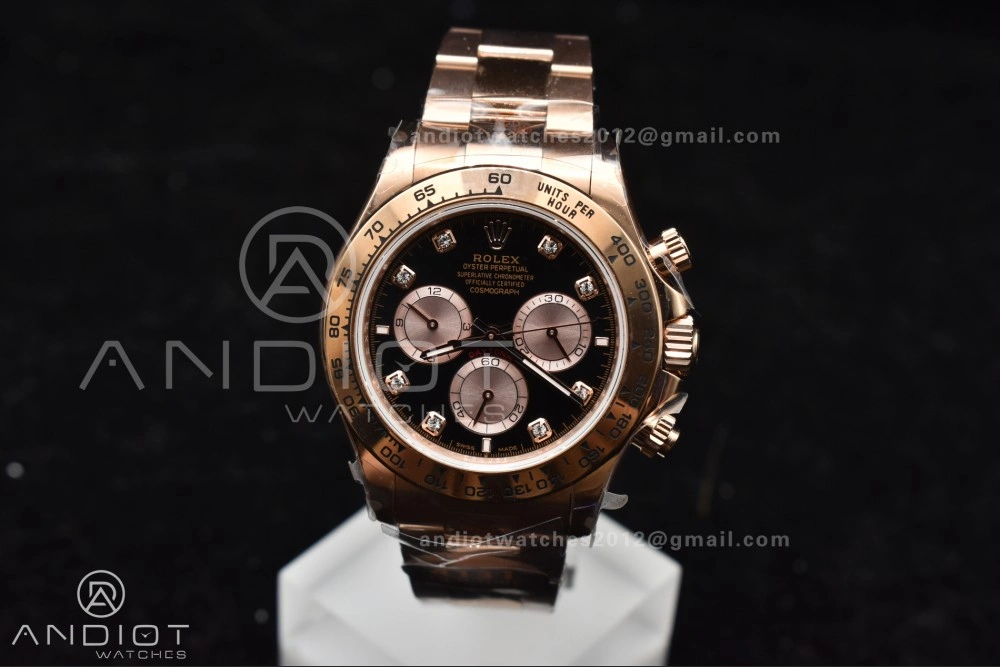 Daytona 126505 QF 1:1 Best Edition Black RG Diamonds Dial on RG Braclet SH4131 V5