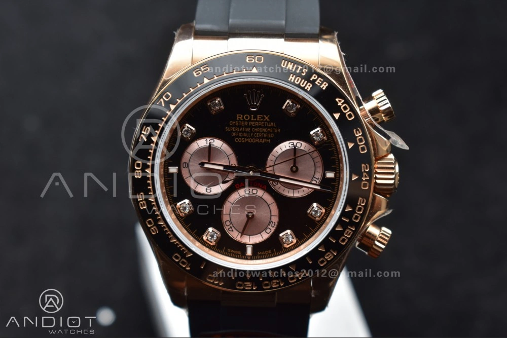 Daytona 126515 QF 1:1 Best Edition Black RG Diamonds Dial on Oysterflex Strap SH4131 V6 (Weighted)