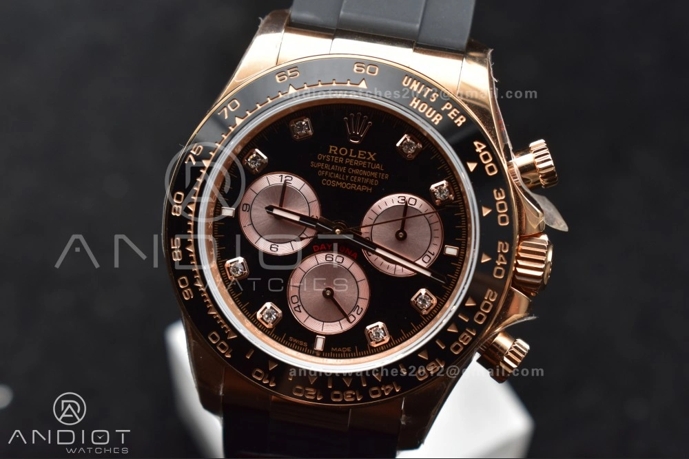 Daytona 126515 QF 1:1 Best Edition Black RG Diamonds Dial on Oysterflex Strap SH4131 V6 (Weighted)