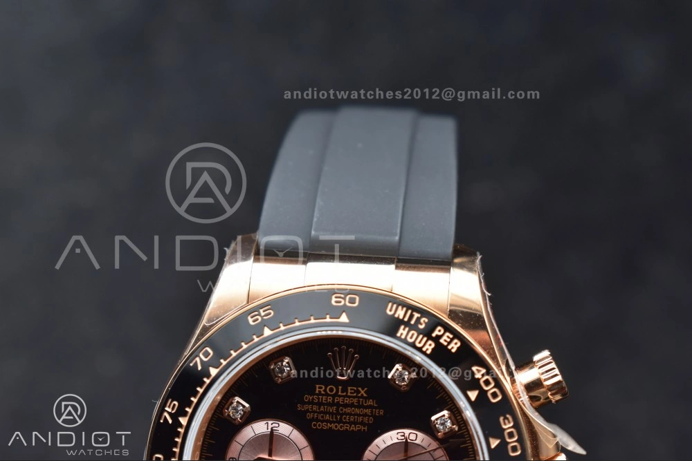 Daytona 126515 QF 1:1 Best Edition Black RG Diamonds Dial on Oysterflex Strap SH4131 V6 (Weighted)