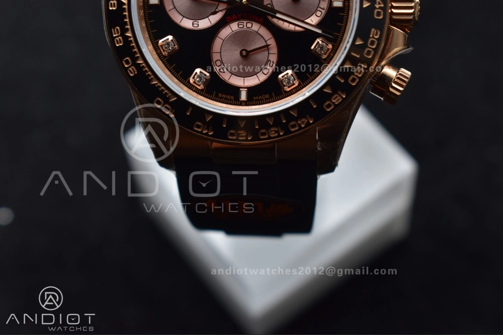 Daytona 126515 QF 1:1 Best Edition Black RG Diamonds Dial on Oysterflex Strap SH4131 V6 (Weighted)