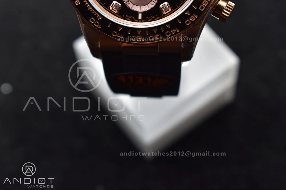 Daytona 126515 QF 1:1 Best Edition Black RG Diamonds Dial on Oysterflex Strap SH4131 V6 (Weighted)