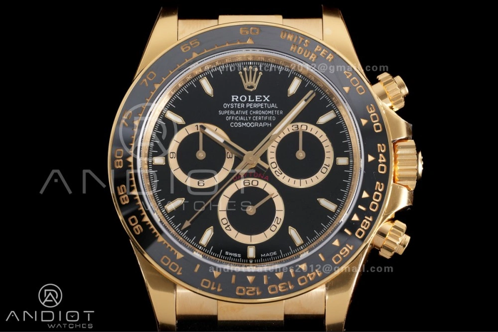 Daytona 126518 Gain Weight VSF 1:1 Best Edition Black Dial Gold Rim Black Sub-dial Stick Marker on Oyster-flex Strap DD4131