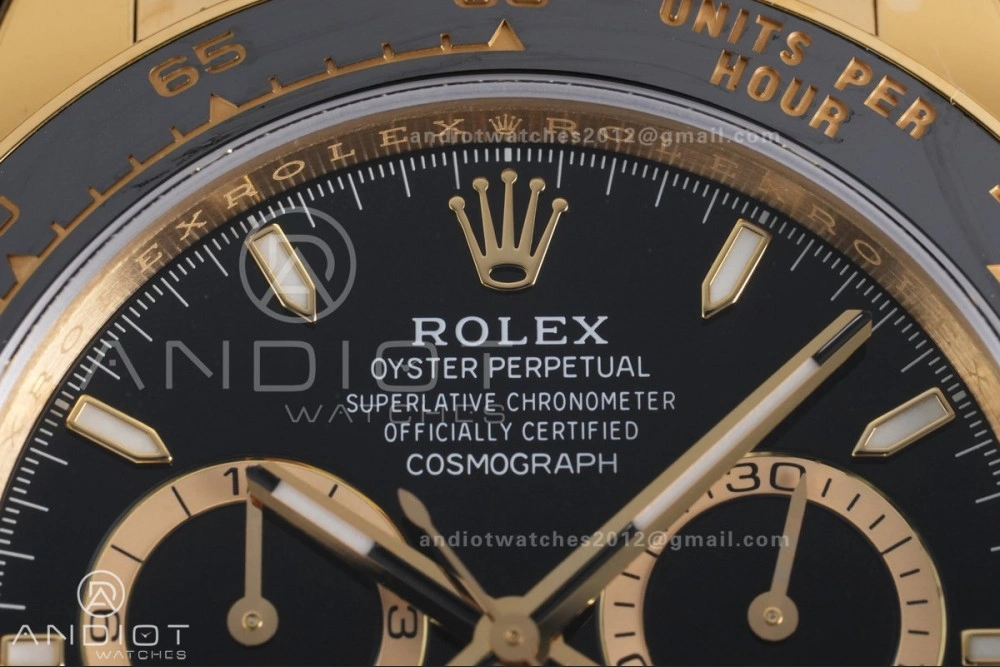 Daytona 126518 Gain Weight VSF 1:1 Best Edition Black Dial Gold Rim Black Sub-dial Stick Marker on Oyster-flex Strap DD4131