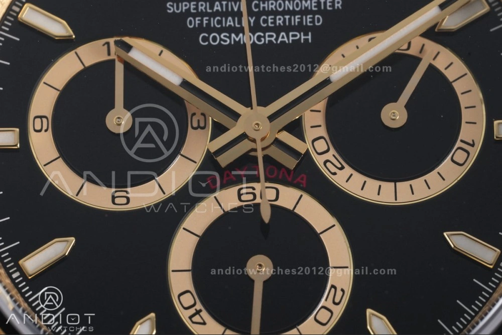 Daytona 126518 Gain Weight VSF 1:1 Best Edition Black Dial Gold Rim Black Sub-dial Stick Marker on Oyster-flex Strap DD4131