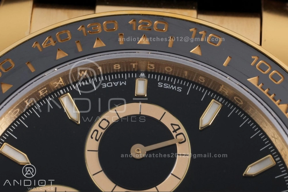 Daytona 126518 Gain Weight VSF 1:1 Best Edition Black Dial Gold Rim Black Sub-dial Stick Marker on Oyster-flex Strap DD4131