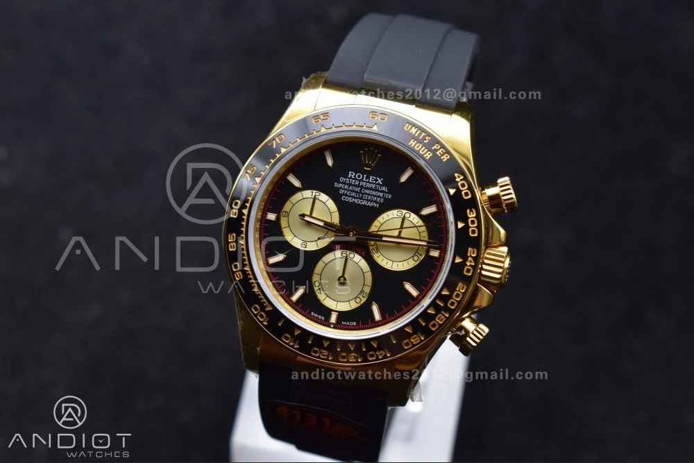 Daytona 126518 QF 1:1 Best Edition Black YG Dial on Oysterflex Strap SH4131 V6 (Weighted)