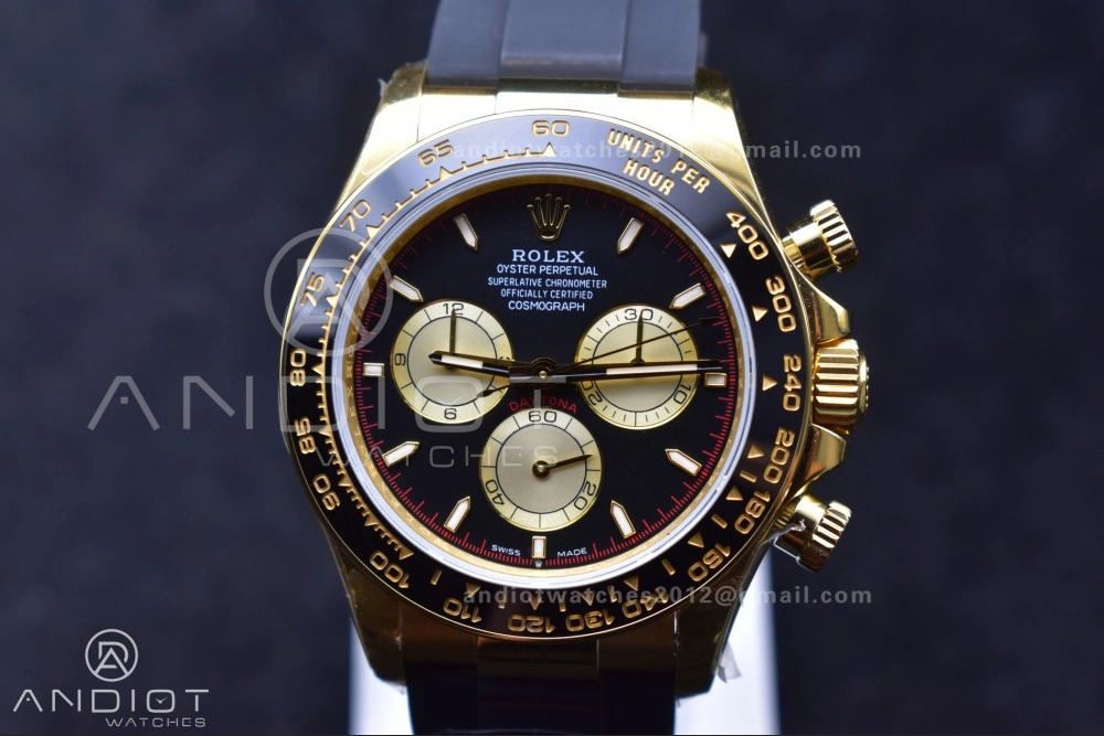 Daytona 126518 QF 1:1 Best Edition Black YG Dial on Oysterflex Strap SH4131 V6 (Weighted)