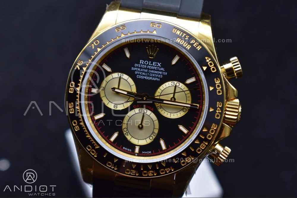 Daytona 126518 QF 1:1 Best Edition Black YG Dial on Oysterflex Strap SH4131 V6 (Weighted)