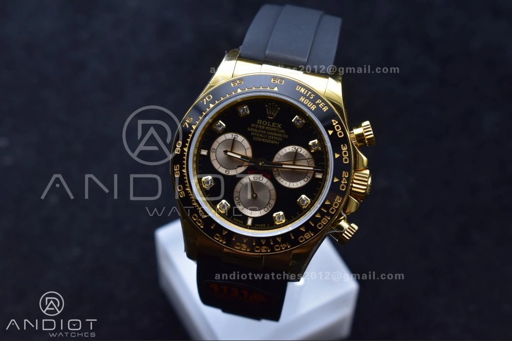 Daytona 126518 QF 1:1 Best Edition Black YG Diamonds Dial on Oysterflex Strap SH4131 V6 (Weighted)