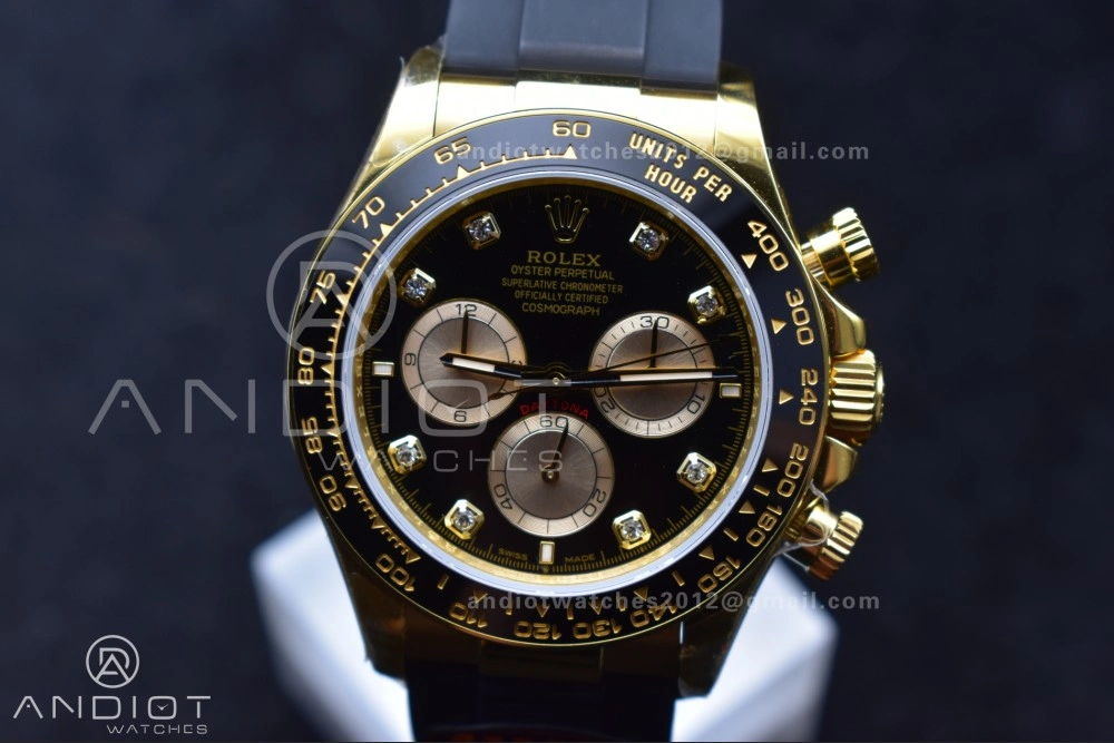 Daytona 126518 QF 1:1 Best Edition Black YG Diamonds Dial on Oysterflex Strap SH4131 V6 (Weighted)