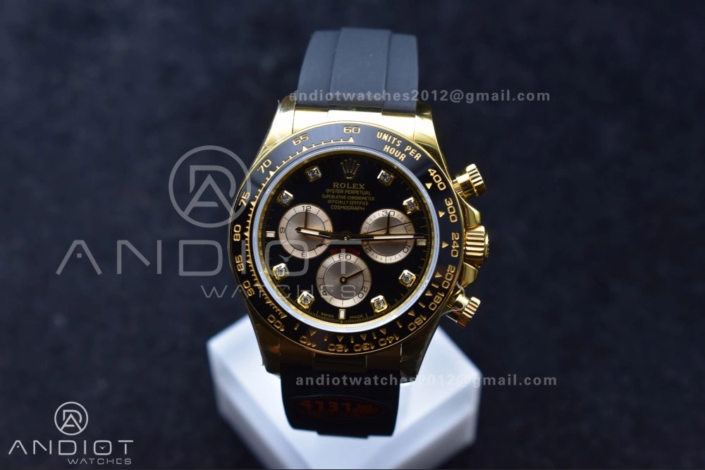 Daytona 126518 QF 1:1 Best Edition Black YG Diamonds Dial on Oysterflex Strap SH4131 V6 (Weighted)