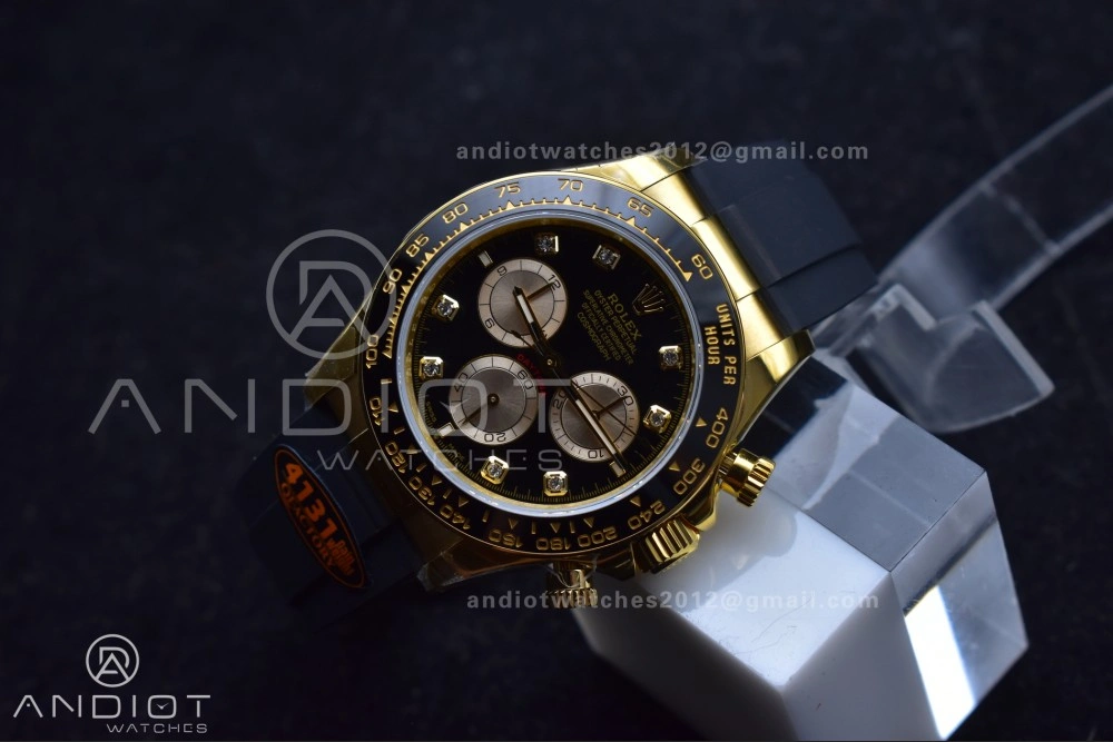 Daytona 126518 QF 1:1 Best Edition Black YG Diamonds Dial on Oysterflex Strap SH4131 V6 (Weighted)