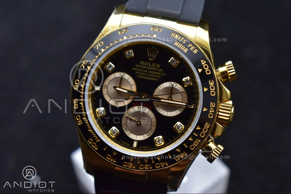 Daytona 126518 QF 1:1 Best Edition Black YG Diamonds Dial on Oysterflex Strap SH4131 V6 (Weighted)