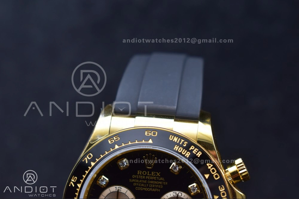 Daytona 126518 QF 1:1 Best Edition Black YG Diamonds Dial on Oysterflex Strap SH4131 V6 (Weighted)