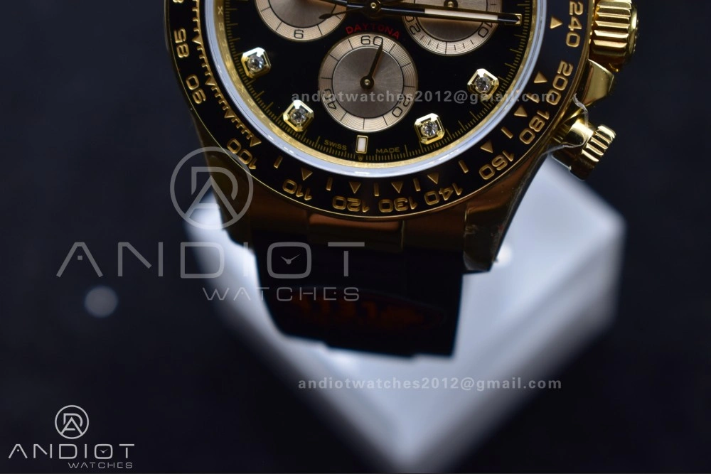 Daytona 126518 QF 1:1 Best Edition Black YG Diamonds Dial on Oysterflex Strap SH4131 V6 (Weighted)
