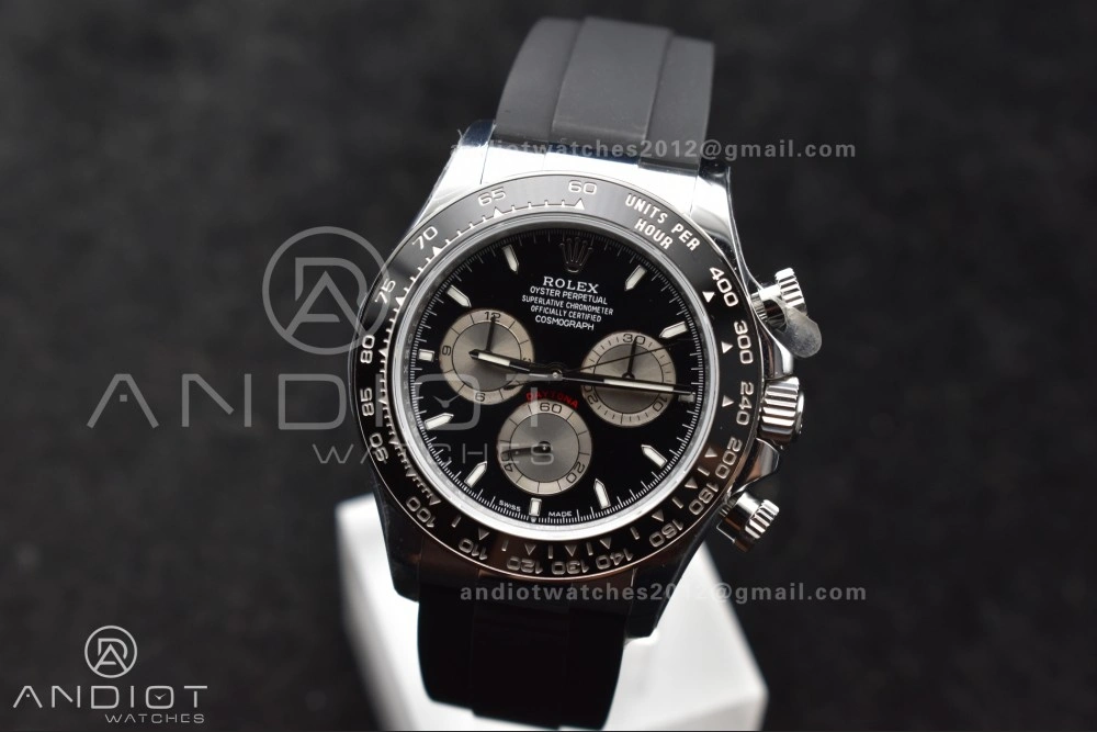 Daytona 126519 QF 1:1 Best Edition Black Silver Dial on Oysterflex Strap SH4131 V6 (Weighted)