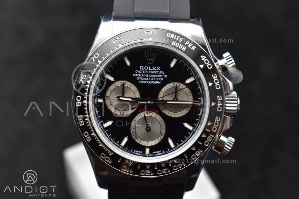 Daytona 126519 QF 1:1 Best Edition Black Silver Dial on Oysterflex Strap SH4131 V6 (Weighted)